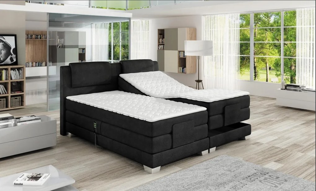Luxusná box spring posteľ Vero 160x200, čierna - AKCIA