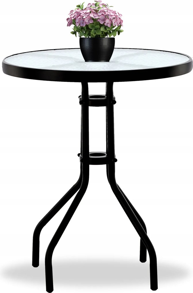 CH Čierny okrúhly záhradný stôl Peon