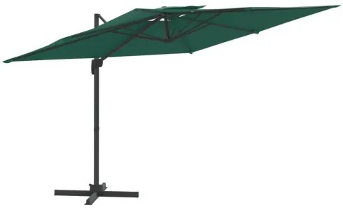 vidaXL Dvojitý konzolový slnečník zelený 300x300 cm-