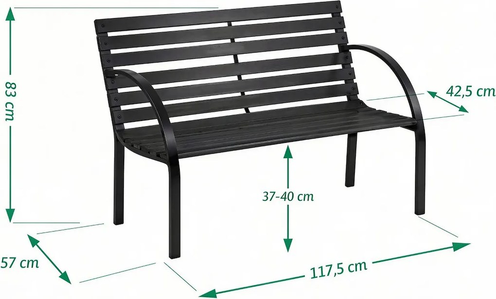 JU Drevená záhradná lavička, 122 x 60 x 80 cm