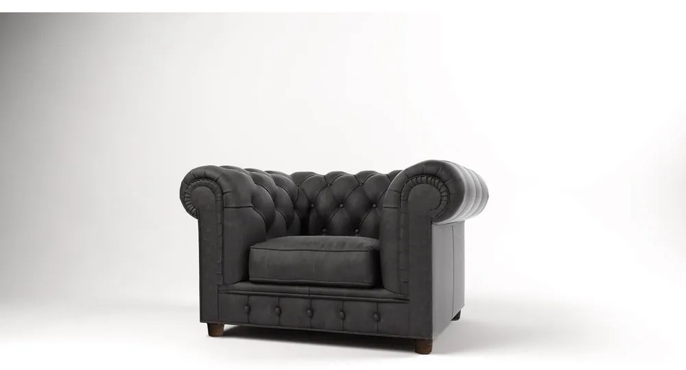 Antracitové zamatové kreslo Cambridge - Ropez