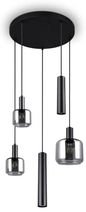 Čierne závesné svietidlo s kovovo-skleneným tienidlom ø 40 cm Mataro – Trio