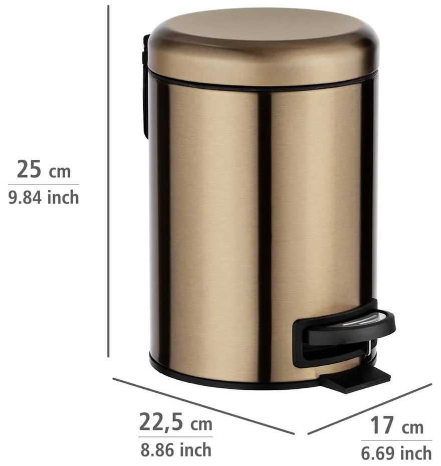 Pedálový odpadkový kôš v medenej farbe Wenko Leman, 3 l