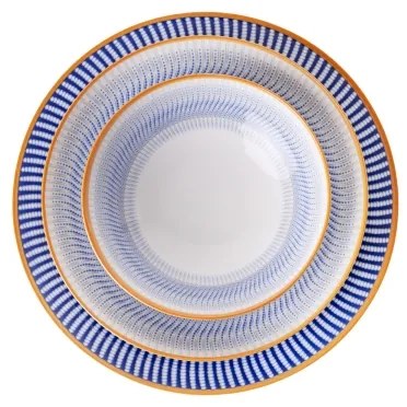 24-dielna jedálenská súprava modrá/oranžová/porcelán