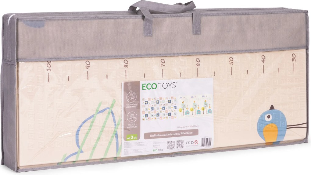 Detská penová podložka 200x180 cm vzdelávacia obojstranná skladacia rastová abeceda ECOTOYS