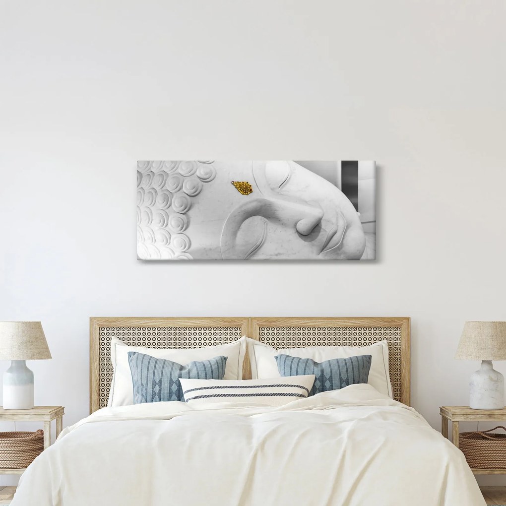 Obraz - Biely Budha (120x50 cm)