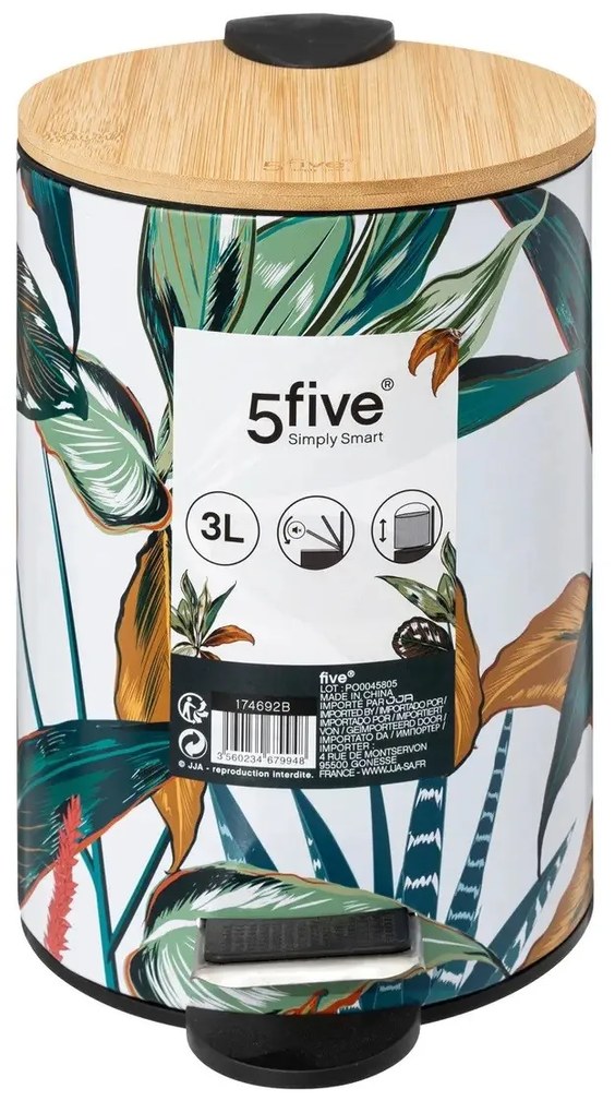 Odpadkový kôš Palawan, viacfarbná/s drevenými prvkami, 3 l