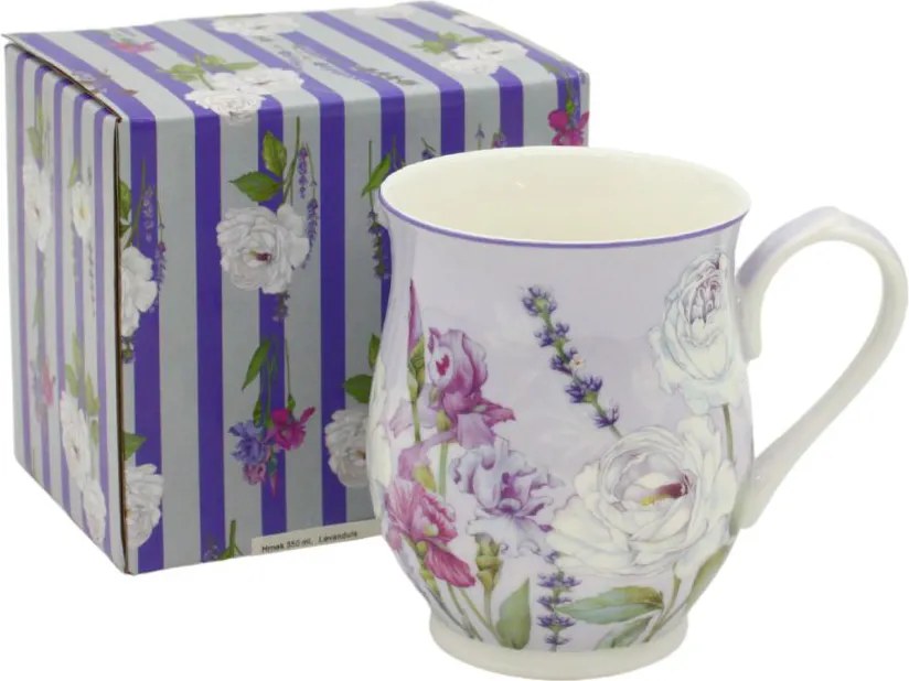 HOME ELEMENTS Porcelánový hrnček 350 ml, Levanduľa