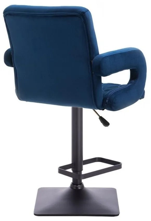 LuxuryForm DESIGN Barová stolička BOSTON VELUR na čiernej hranatej podstave - modrá