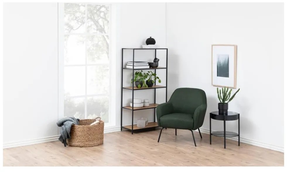 Knižnica v dekore duba v čierno-prírodnej farbe 77x150 cm Seaford – Actona