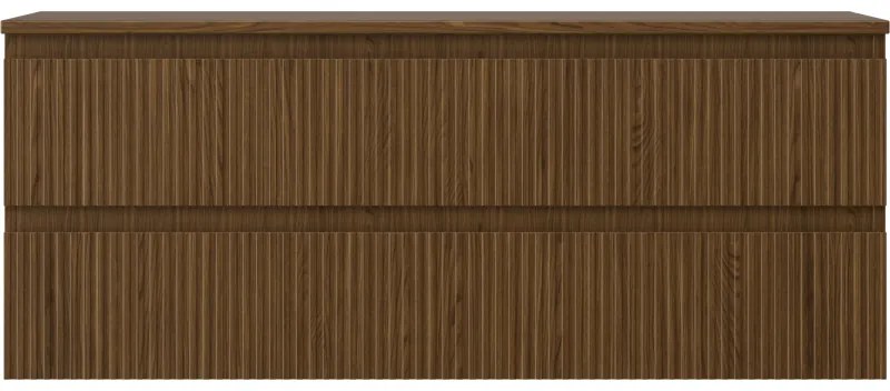 Mexen Rivel, kúpeľňová skrinka 120 cm s hornou doskou, 2 zásuvky, drážkovaná, orech, 91A20-12047-2-BFFC86