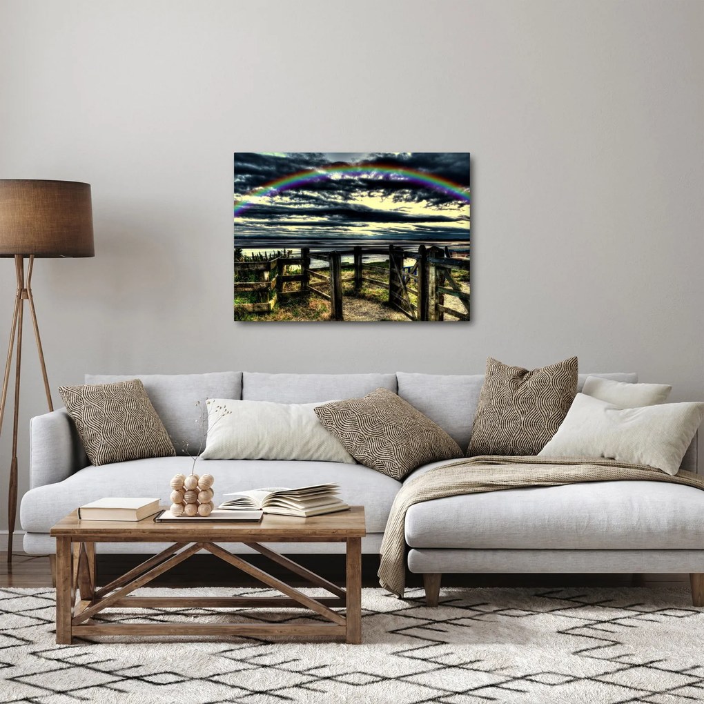 Obraz dúhy nad morom (70x50 cm)