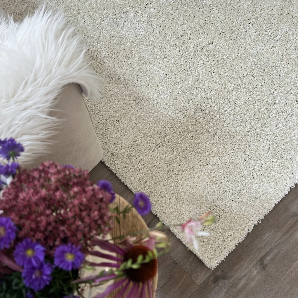 Ayyildiz, Kusový koberec Life Shaggy 1500 cream, 80x250, biela, spálňa