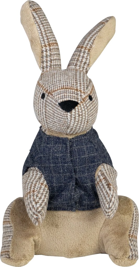 Zarážka k dverám šedohnedý králik s kockovaným vzorom – 31*15*23 cm