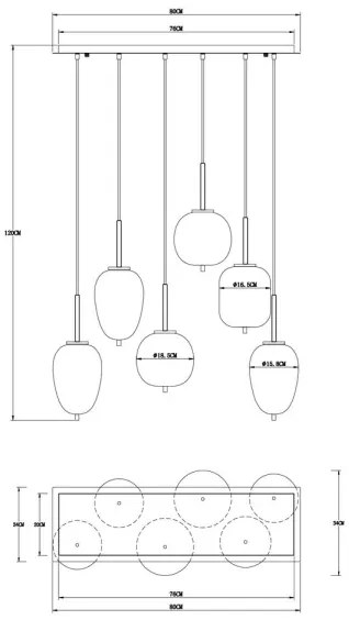 Globo 15345-6 - Luster na lanku BLACKY 6xE14/40W/230V čierna