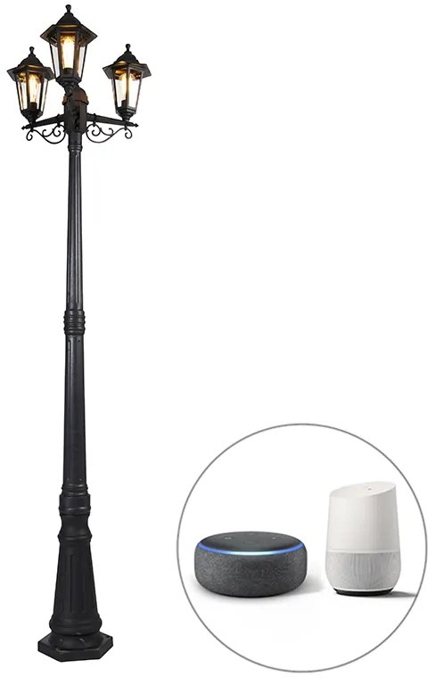 Inteligentná vonkajšia lampa čierna 3-svetlo vrátane Wifi ST64 - New Haven
