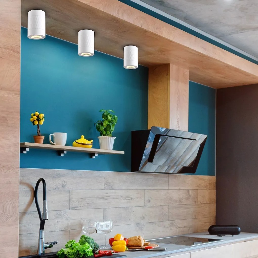 Stropné svietidlo Bima Arte Round, 1x biele kovové tienidlo