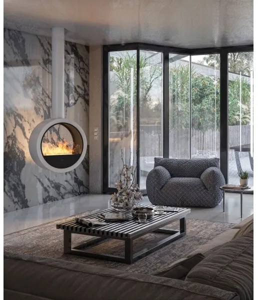 InFire - Závesný BIO krb pr. 70 cm 3kW biela