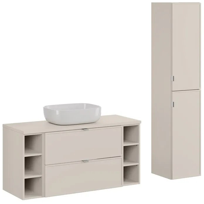 Kúpeľňová zostava Bella Cashmere Smile so skrinkami a umývadlom 120 cm kašmírová