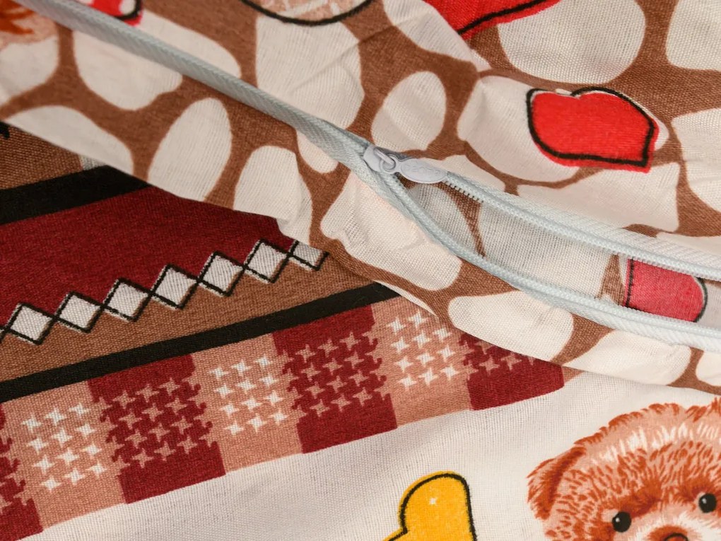 Bavlnené obliečky do postieľky RODINA MEDVEDÍKA hnedé