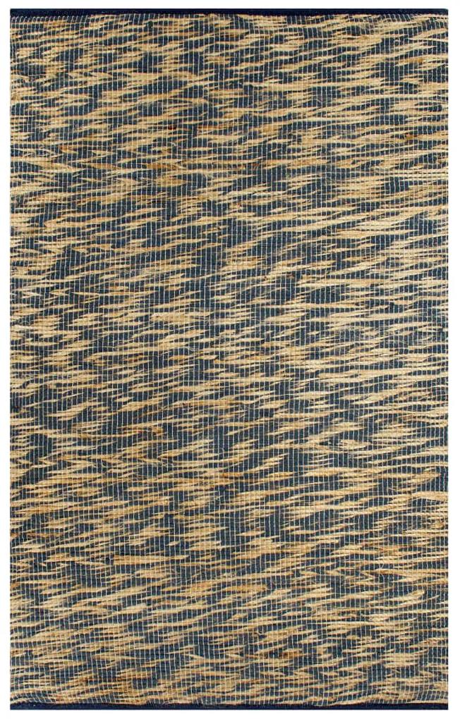 vidaXL Ručne vyrobený jutový koberec modrý a prírodný 120x180 cm