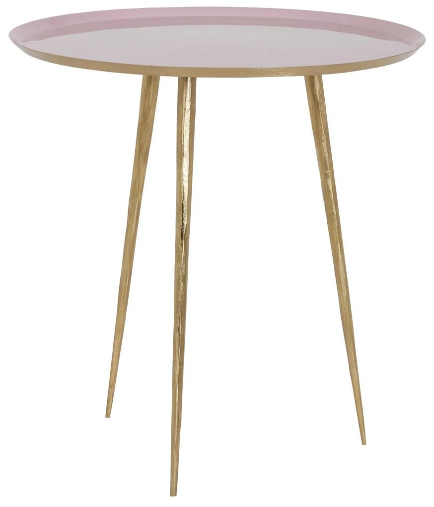 Kovový stolík FIGINO, Pink/Gold, Ø45xV46 cm