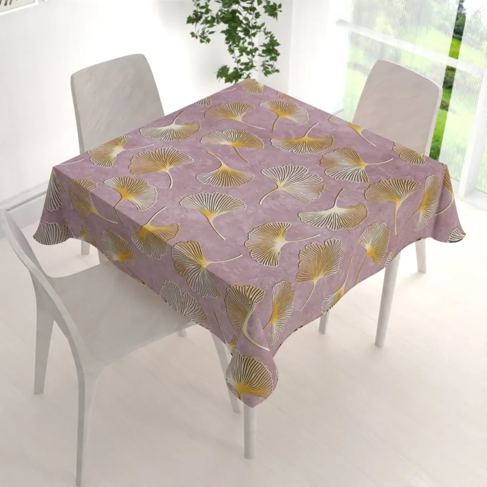 Biante Zamatový štvorcový obrus Tamara TMR-001 Ginkgo lístky na staroružovom 60x60 cm