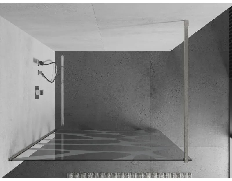 Mexen Kioto, sprchová zástena Walk-In 90 x 200 cm, 8mm číre sklo biely vzor, brúsená oceľ profil, 800-090-101-97-97
