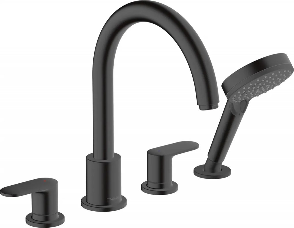 Hansgrohe Vernis Blend, batéria na okraj vane, 4-otvorová inštalácia, čierna matná, HAN-71456670