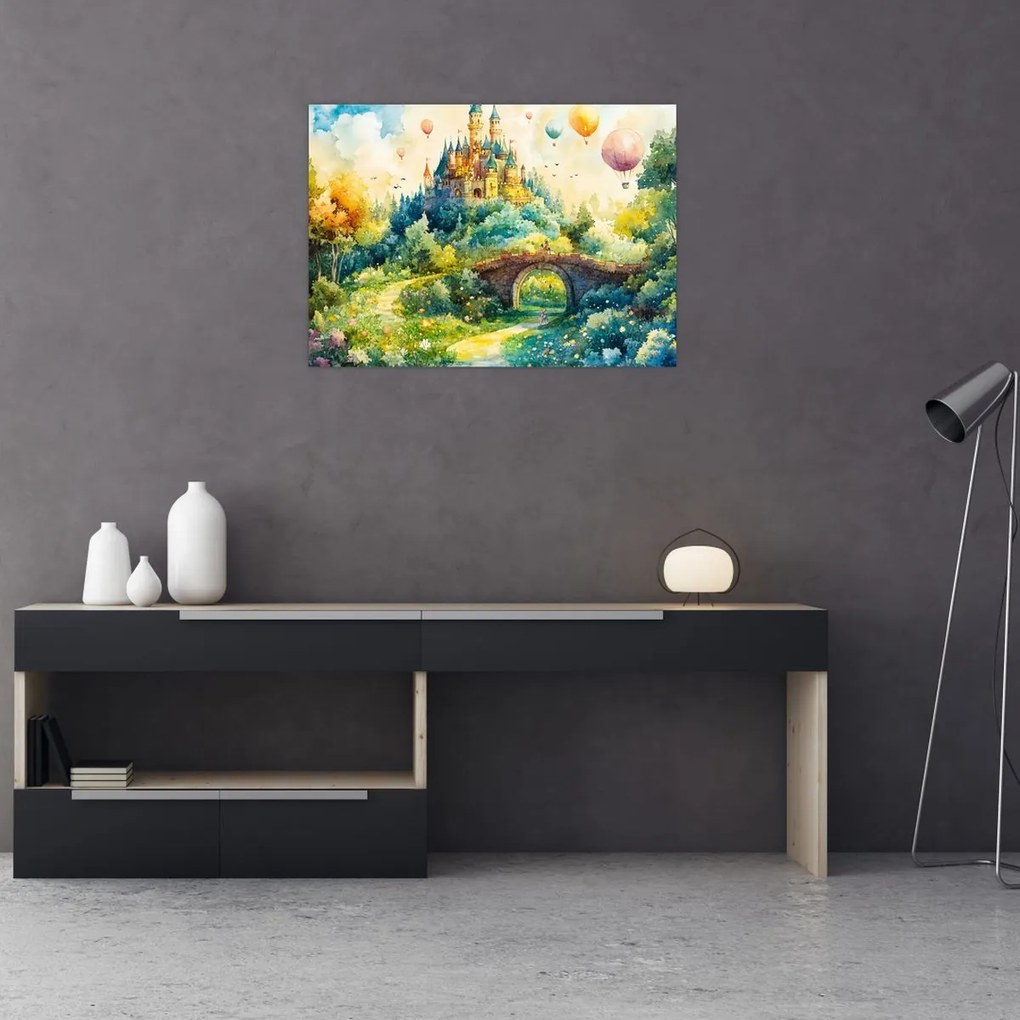 Sklenený obraz - Rozprávkový zámok (70x50 cm)
