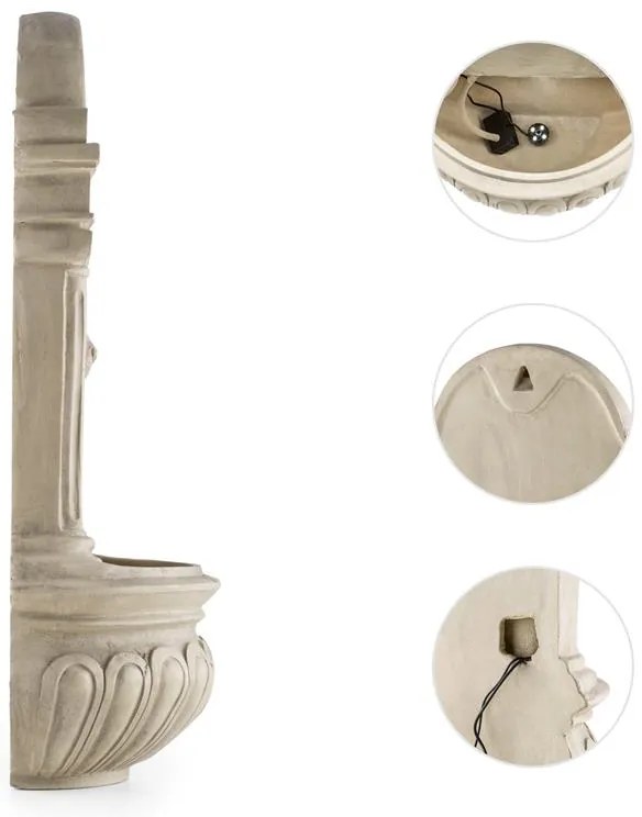 Blumfeldt Löwenstein, nástenná fontána, záhradná, solárny panel, 2 W, LED, polyresín, vzhľad kameňa