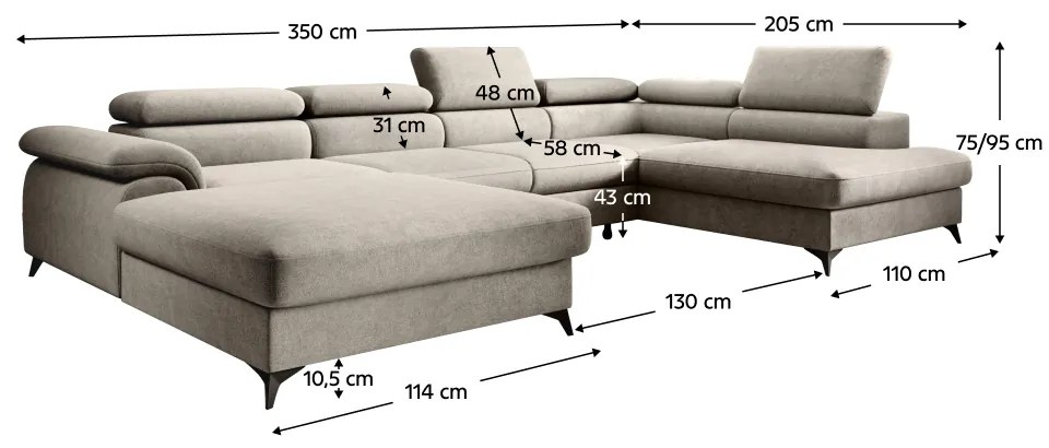 Rohová sedačka U s rozkladom Poly Roh U P - béžová / čierna