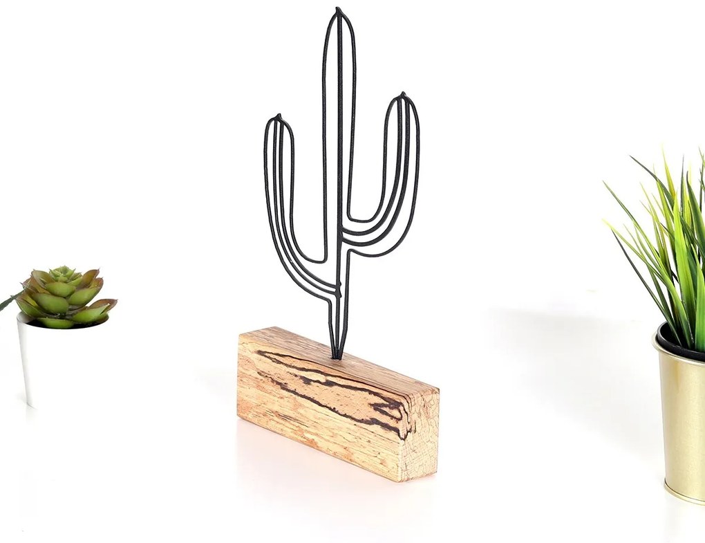 Kovová dekorácia Cactus Mini 24 cm čierna