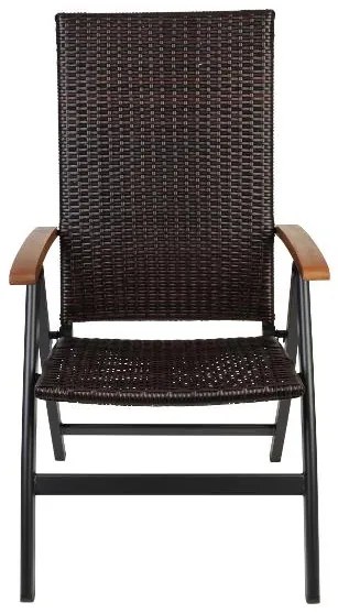 Livarno home Hliníkový záhradný stôl Valencia, hnedý/čierny + Skladacie kreslo Valencia, hnedé, 4 kusy  (800008286)