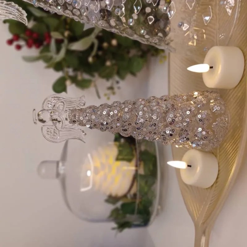 DECOLED Skleněný anděl, 6,5 x 10 cm