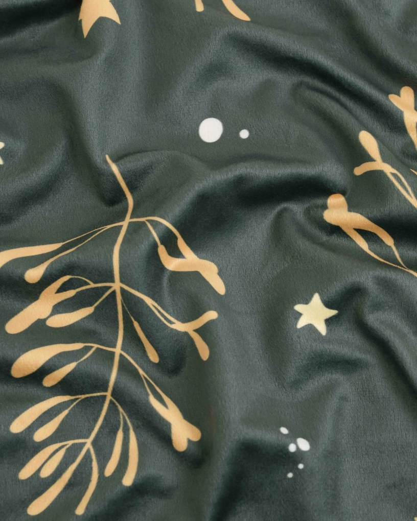 Vianočná obliečka na vankúšik Velvet 40 × 40 cm - Imelo tmavo zelené