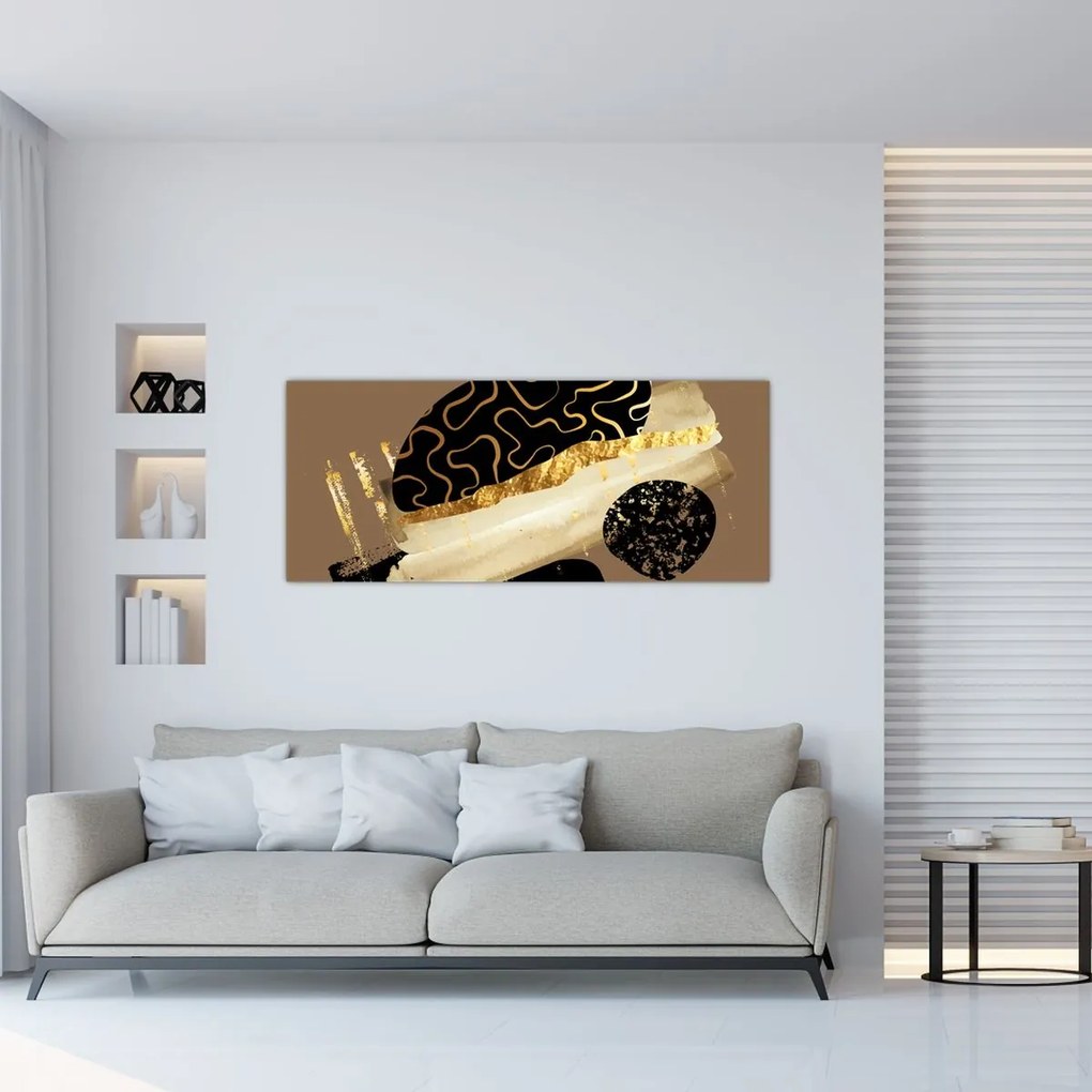 Obraz - Abstrakcia golden brown N⁰3 (120x50 cm)