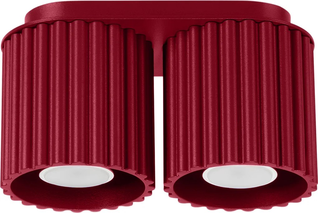 Stropné svietidlo Aura, 2x bordové hliníkové tienidlo, (10 cm)