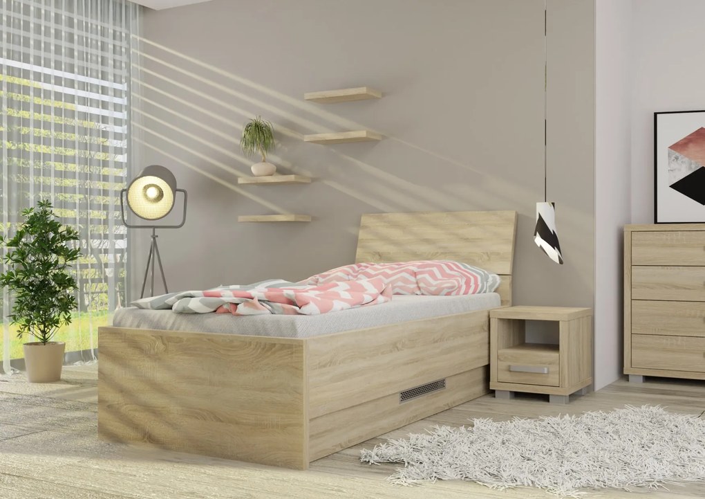 Wood Service Jednolôžko Lenka s úložným priestorom 90 x 200