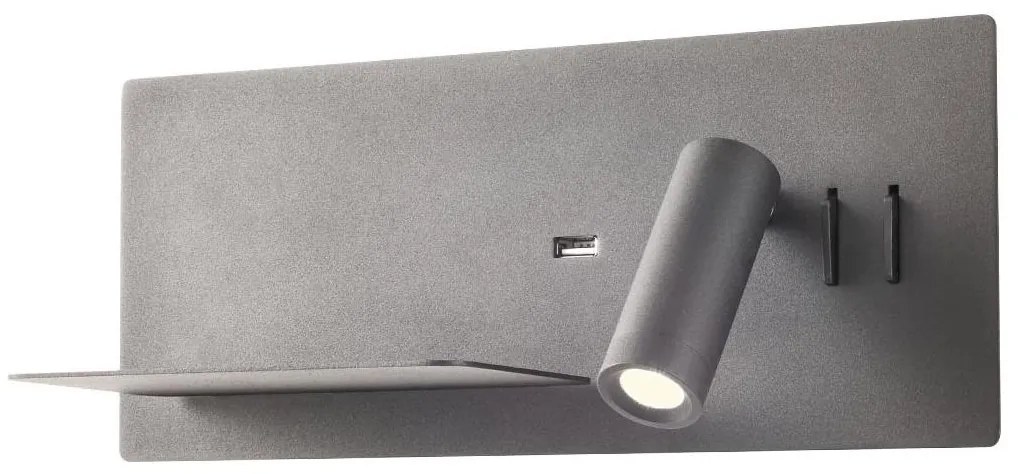 Redo 01-2985 - LED Nástenné bodové svietidlo BROOK LED/8W/230V + LED/3W USB čierna