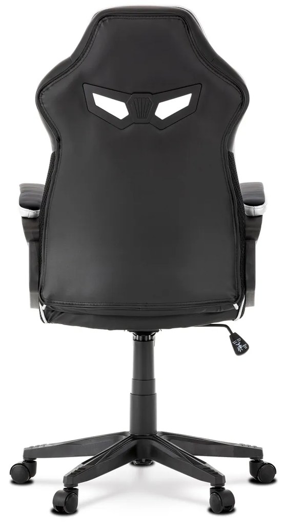 Autronic - Herné kreslo, poťah čierná, strieborná ekokoža a čierna látka MESH, HM - KA-Y341 SIL