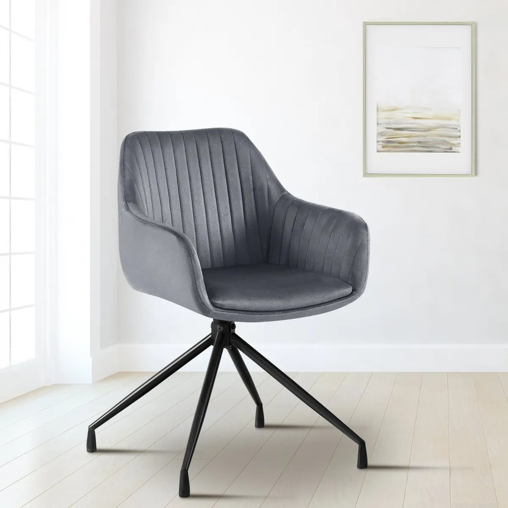 Jedálenská stolička Welby zamat - tmavo šedá