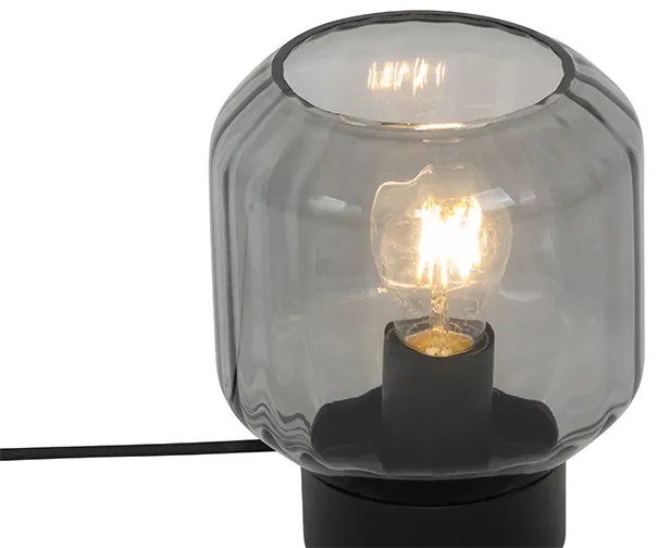 Klasická stolová lampa čierna s dymovým sklom - Stiklo