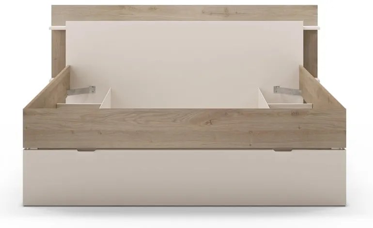 Dvojlôžková posteľ v dekore duba s úložným priestorom bez roštu v bielo-prírodnej farbe 160x200 cm Albo – Marckeric
