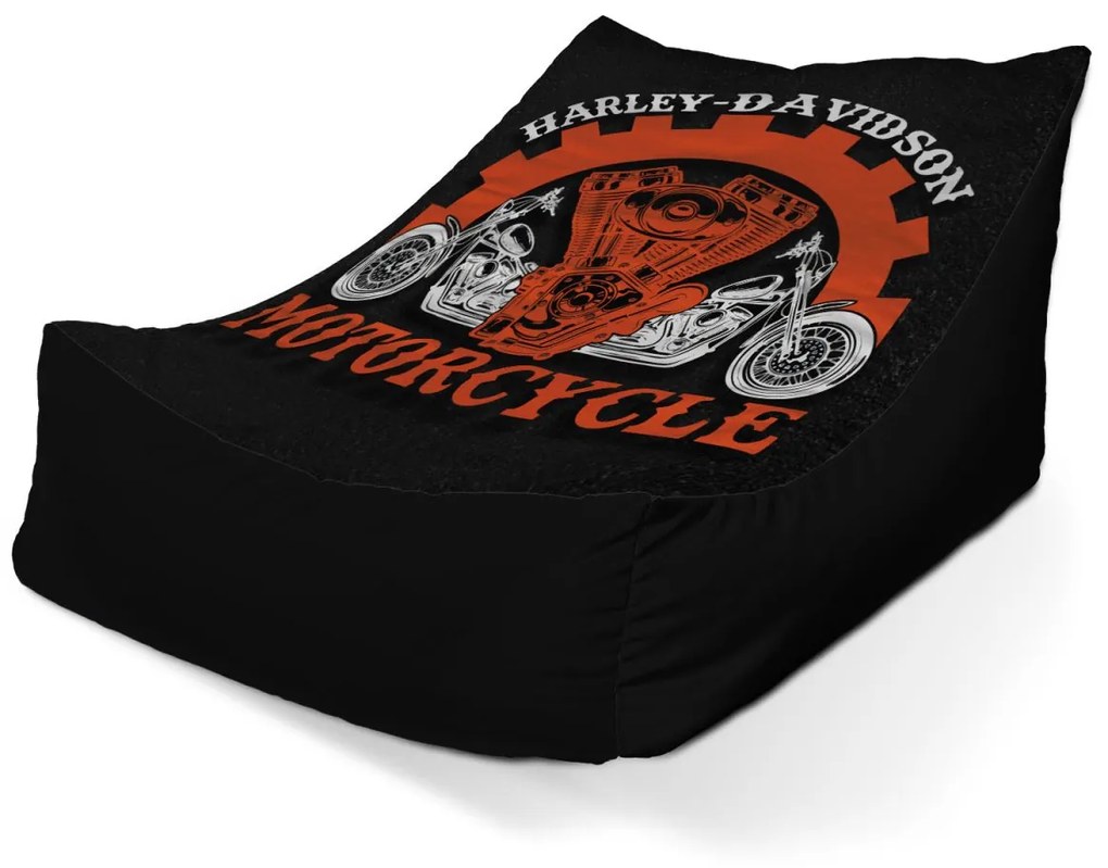 Sablio Sedací vak Lounge Harley-Davidson motor Čierne pozadie - 120 x 100 x 80 cm