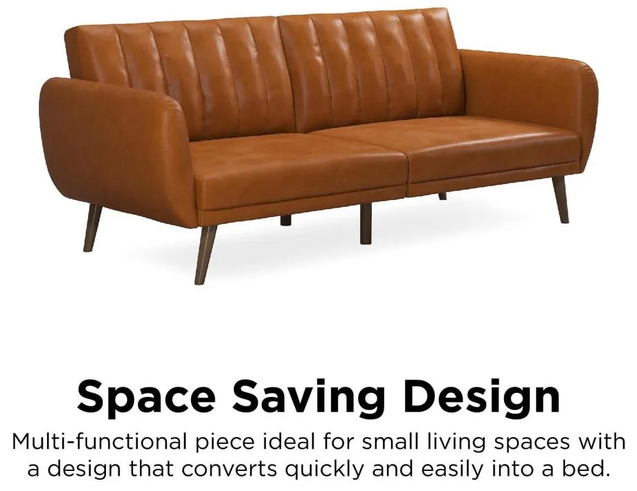 Oranžová rozkladacia pohovka z imitácie kože 207 cm Brittany - Novogratz