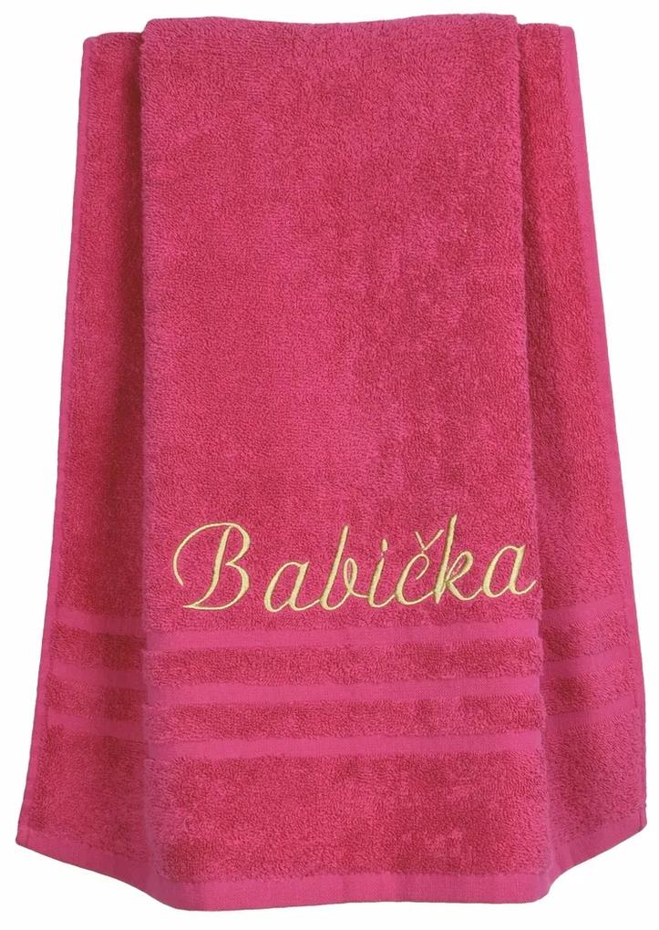 Darčekový uterák, Babička, ružový, 50 x 95 cm