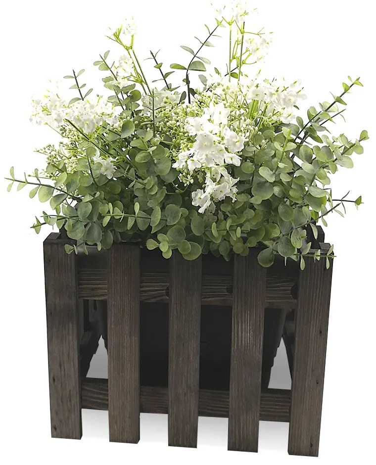 AMADEA Drevený obal s kvetináčom tmavý, 27x27x21cm Český výrobok
