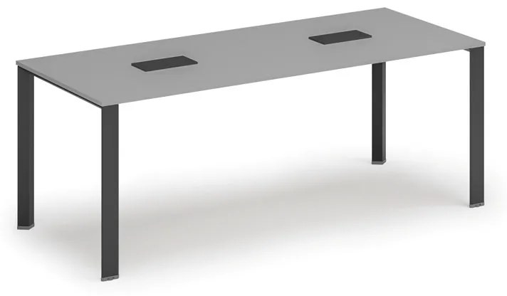 Stôl PRIMO INFINITY 2000 x 900 x 750, sivá + 2x stolná zásuvka TYP I, čierna