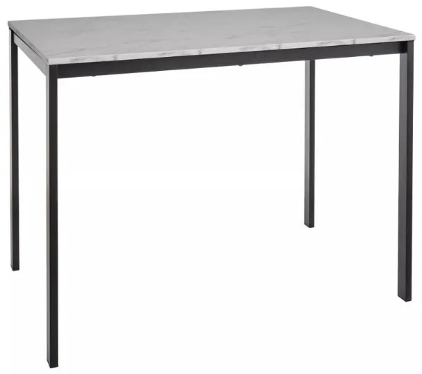 AKCIA Čierny jedálenský stôl RAMOD 100x60 cm, biely mramorový dekor II. akosť